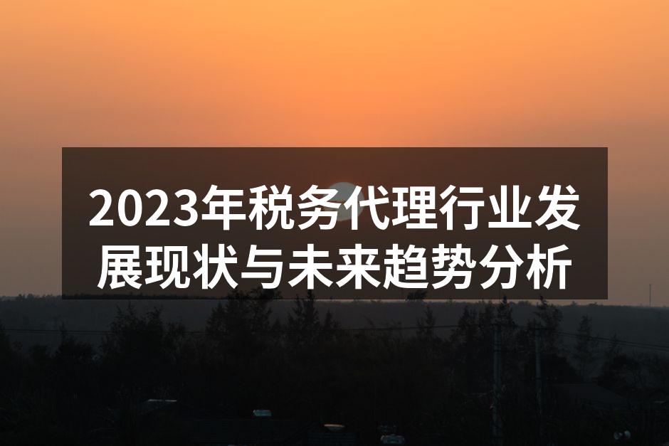 2023年税务代理行业发展现状与未来趋势分析