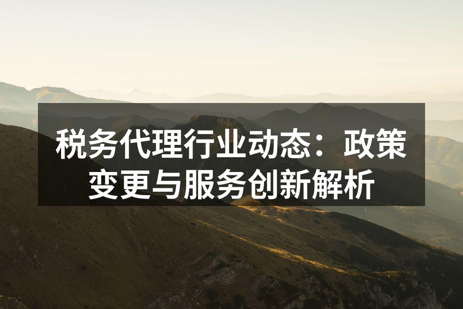 税务代理行业动态：政策变更与服务创新解析